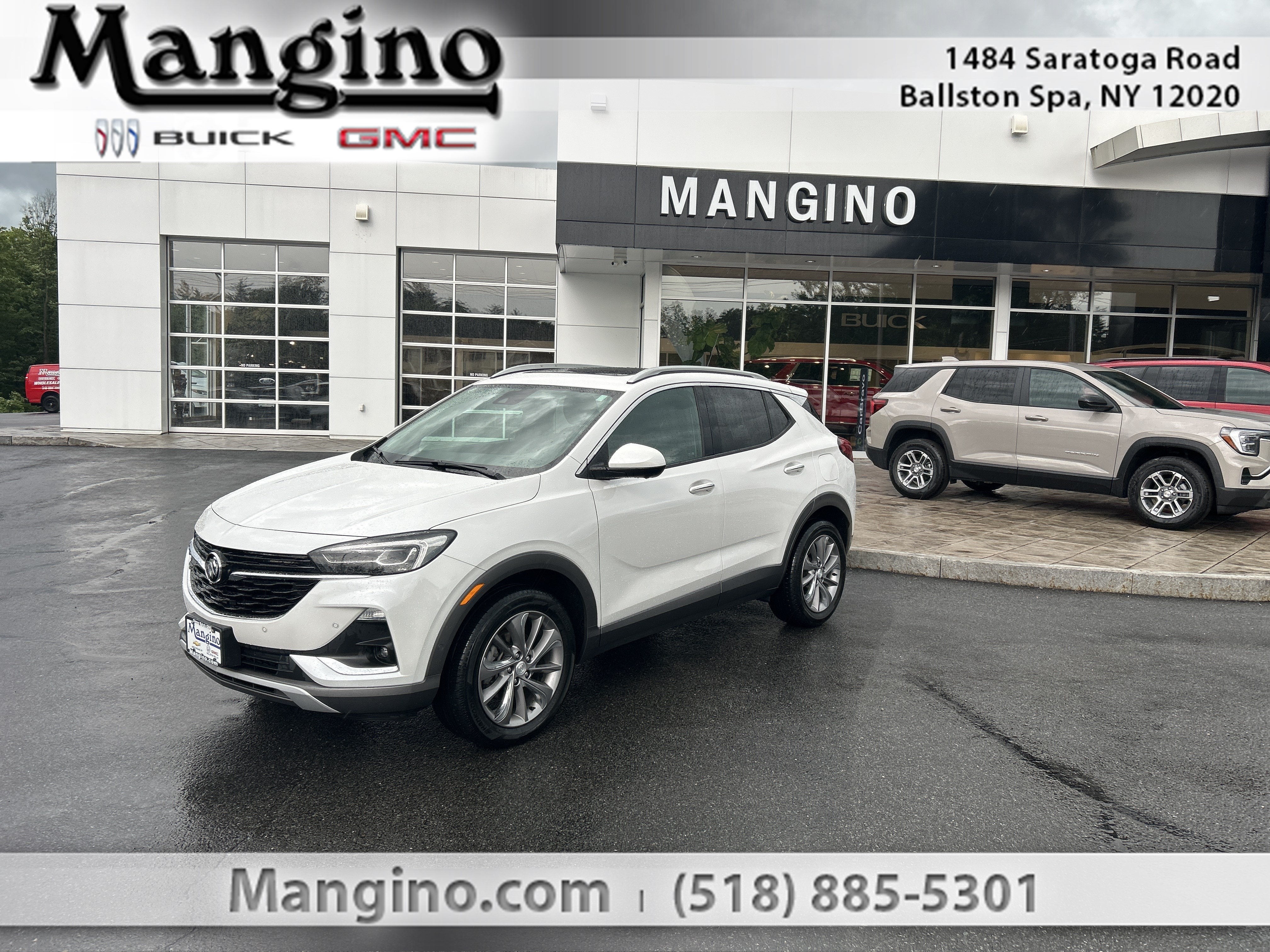 2023 Buick Encore GX Essence in White Frost Tricoat — front three-quarter view